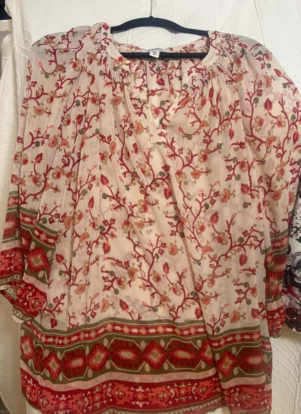 Old Navy Chiffon Tunic Size XXL Pink Floral Boho Blouse
